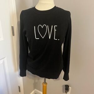 Rae Dunn Black Puff Sleeve “LOVE” Sweater Sz M NWT